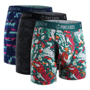Swing Shift 6" Boxer Brief - 3 Pack Boxset -  Pins & Aces | Graffiti/Tiger/Palm