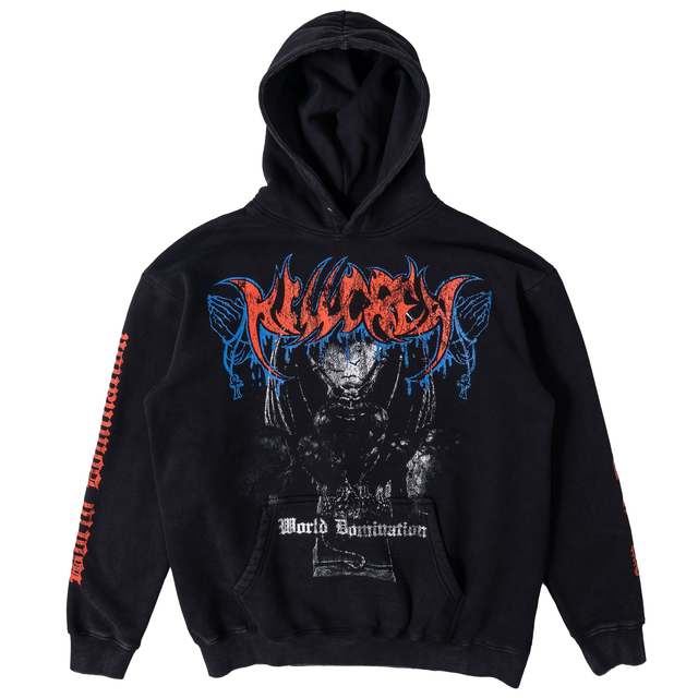 OVERSIZED LUX WORLD DOMINATION HOODIE - BLACK