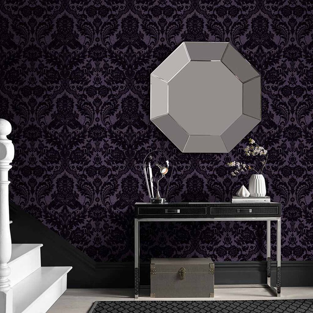 Gothic Damask Plum Wallpaper | Purple Wallpaper | Graham & Brown