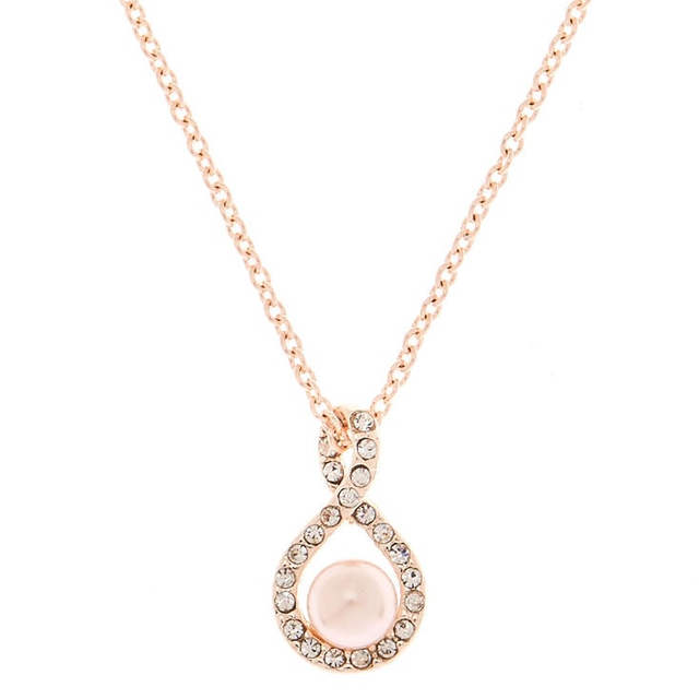 rose gold pearl pear pendant necklace