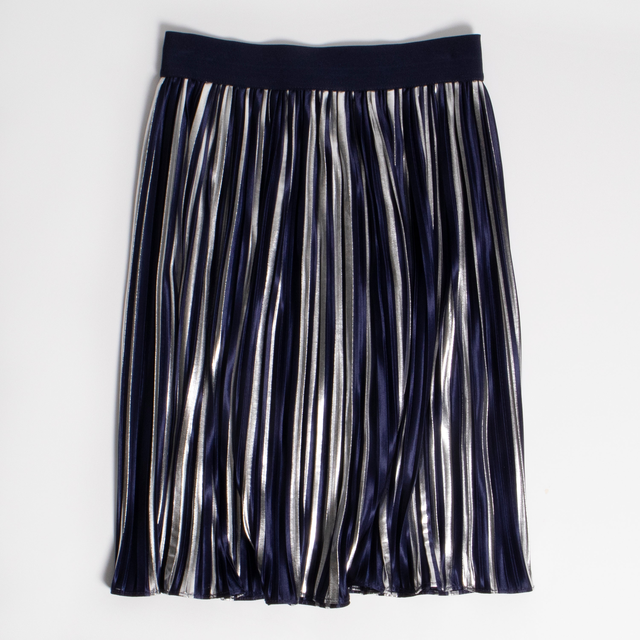 Midi Pleated Metallic Skirt