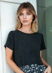 Rhinestone Studded Cropped Tee