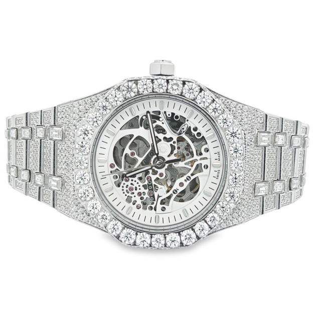 Skeleton Moissanite Steel VVS Iced Out Watch