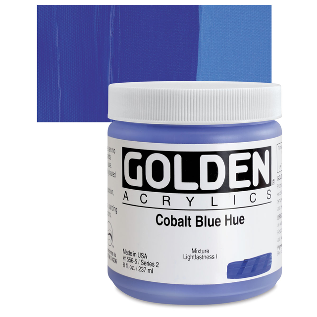 Golden Heavy Body Artist Acrylics - Cobalt Blue Hue, 8 oz Jar