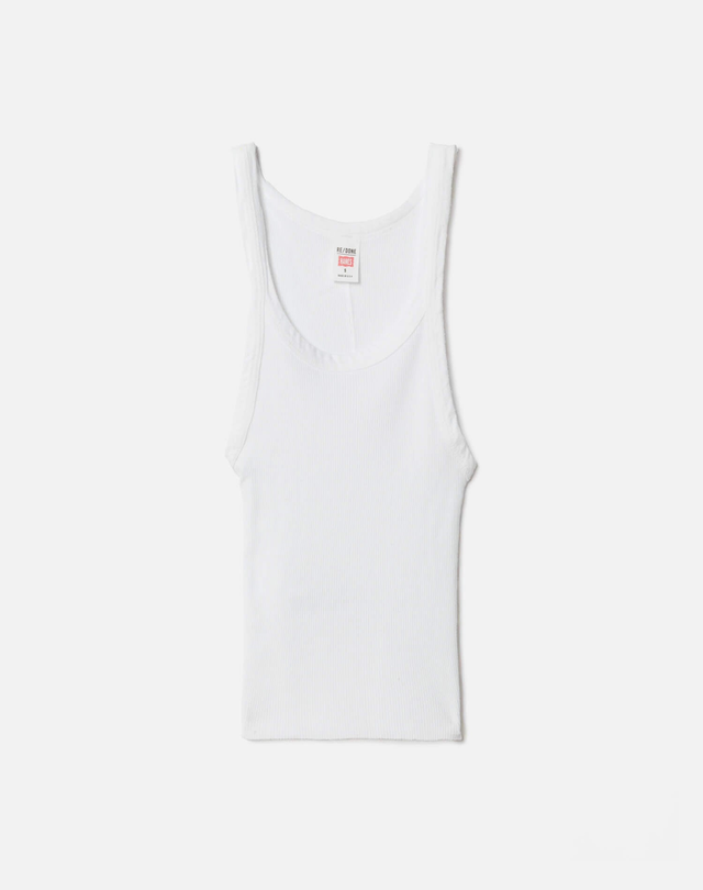 Hanes Cropped Ribbed Tank - Optic White