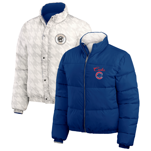 Chicago Cubs Walking Bear Women's Reversible Puffer Jacket by WEAR by Erin Andrews