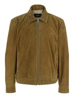 Brown Jacket with Classic Collar and Zip Closure in Suede Man