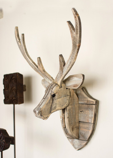 Recycled Wood Deer Head Wall Hanging
