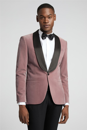  Slim Fit Dusty Pink Velvet Jacket
