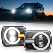 5x7/7x6 Square LED Headlights, DOT Approved H6054 LED Headlights with Hi/Low Beam DRL Amber Turn Signal, For Jeep Wrangler Cherokee XJ YJ Nissan Toyota GMC, 2PCS