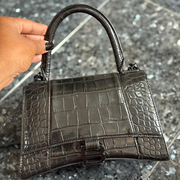 Balenciaga Hourglass Small Handbag Crocodile Embossed