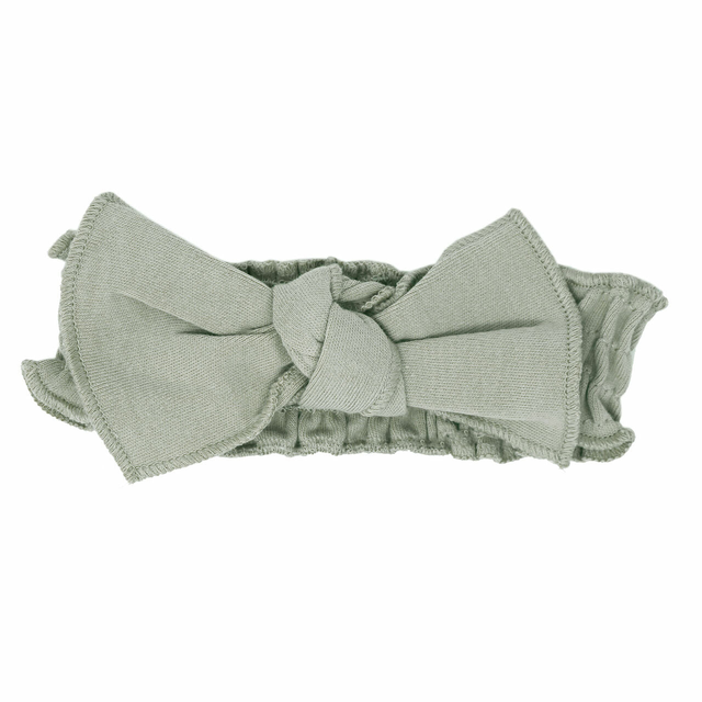 Organic Smocked Tie Headband in Seafoam