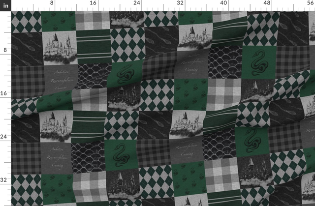 Fabric in Wizard Quilt- Ambition Resourcefulness Cunning - Green and Grey