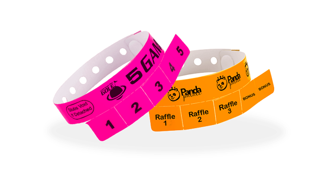 Custom Vinyl 5 Tab Wristbands - 5 Cash TagsTearable Voucher For Events