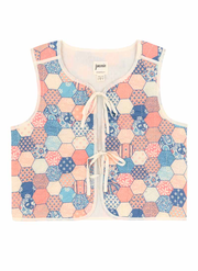 Giselle Patchwork Print Quilted Tie Front Gilet
