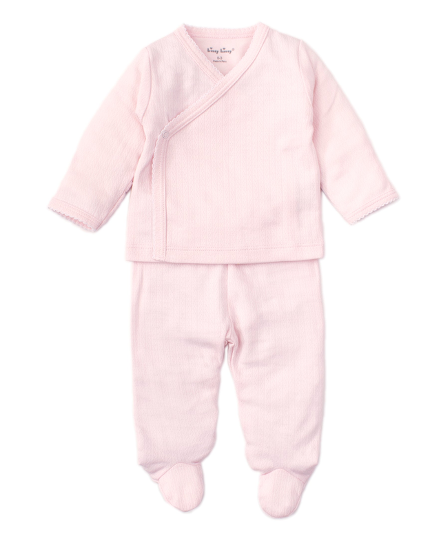Pink Pointelle Cross Tee and Pant Set
