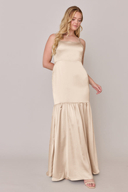 Sample Gold Champagne Astrid Satin Dress | Ready To Ship
