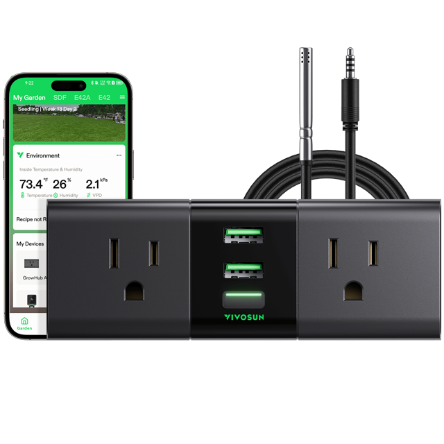 GrowHub A22 Controller with Temperature and Humidity Sensor Probe, Compatible with Vivosun App for Grow Tent