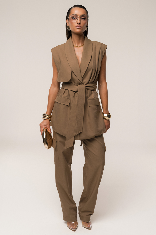 Stone Jeanie Belted Vest