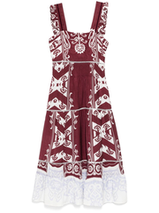 Sybill Dress in Maroon/Blue