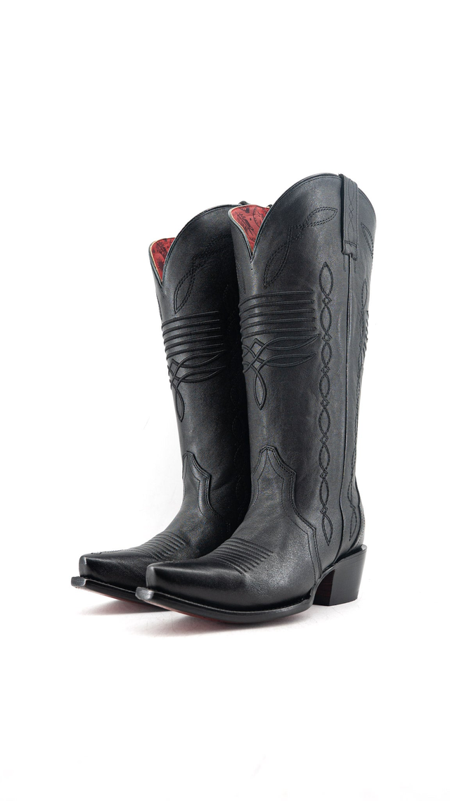 Dalia Midi Red Bottom Wide Calf Snip Toe Cowgirl Boot