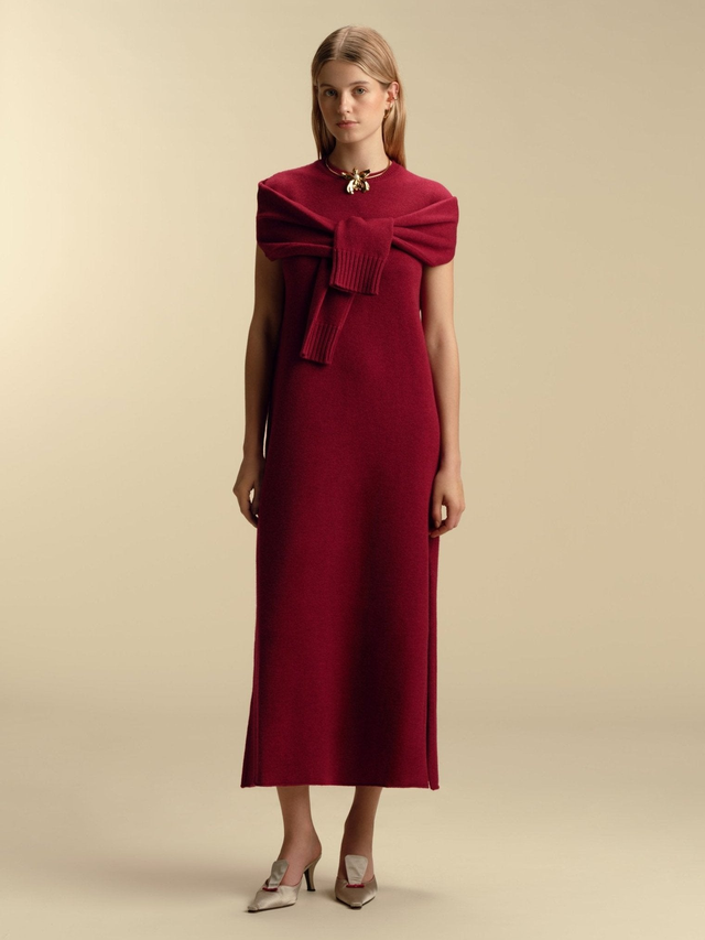 Long Sleeve Multiway Cashmere Wool Sheath