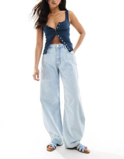 Miss Selfridge barrel leg jeans in bleach wash