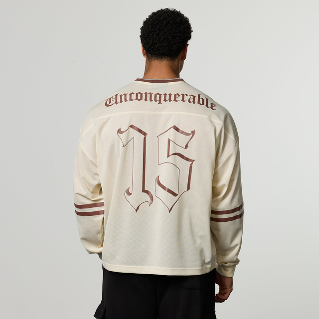 Varsity Off White Oversized Boxy Hockey Jersey