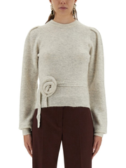 Rotate Birger Christensen Knit Sweater With Flower Detail | THE LIST