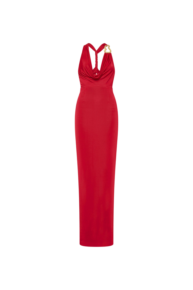 Carmine Halter Maxi Dress