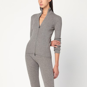 Ribbed grey zip cardigan