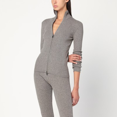 Ribbed grey zip cardigan