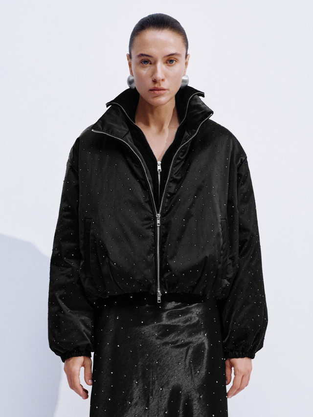 High Neck Polka Dot Down Jacket