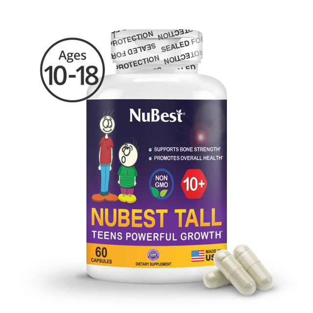 NuBest Tall 10+, Powerful Growth for Kids & Teens (10+), Milk Drinkers, 60 Capsules