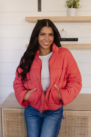 THE CLOVER PUFFER JACKET IN CHERRY