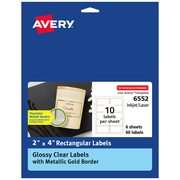 Glossy Clear Labels with Metallic Gold Border 6552 | Avery