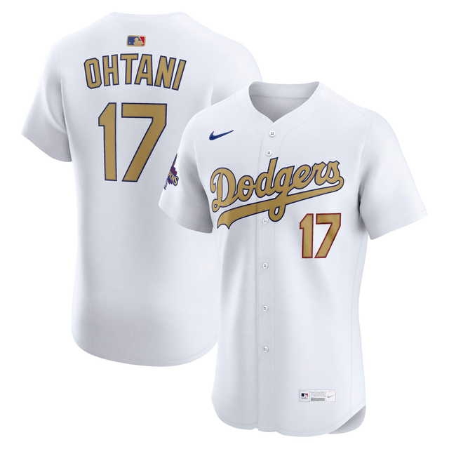 Men's Los Angeles Dodgers Shohei Ohtani Nike White 2025 Gold Collection Elite Jersey