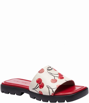 COACH Florence Leather Cherry Print Slide Sandals
