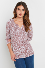LTS Tall Blush Pink Ditsy Floral Henley Top