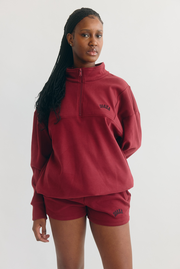 Dark Red Comfy Vintage Zip-up Sweatshirt