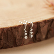 1/4 Carat Graduating Lab Grown Diamond Drop Earrings in Sterling Silver