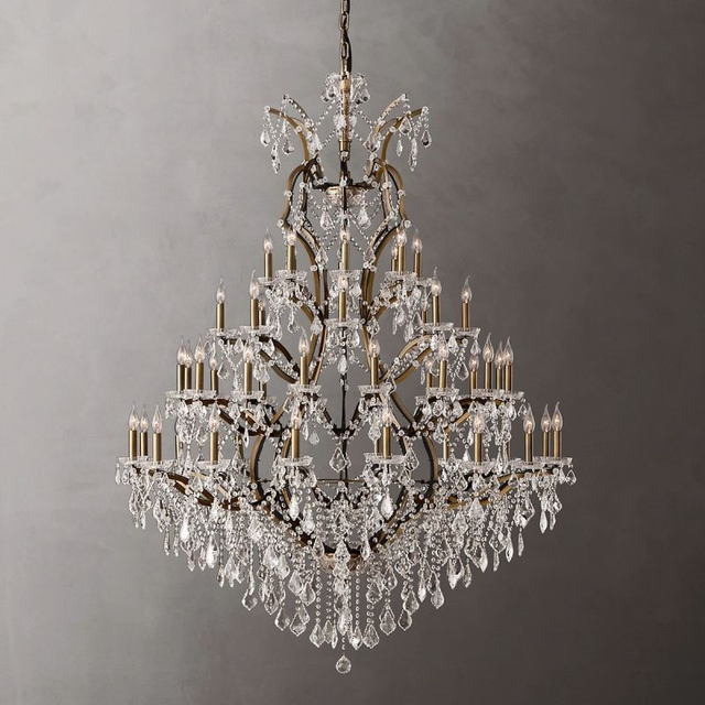 19TH C. Crystal Round Chandelier 60"