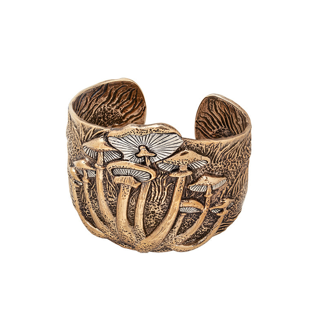 Magic Mushroom Cuff in Bronze with Silver Accents - Wide