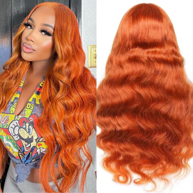 Orange Ginger Wig Body Wave 13x4 HD Lace Front Wigs Pre Plucked Natural Hairline Glueless Real Human Hair Wig-Geeta Hair
