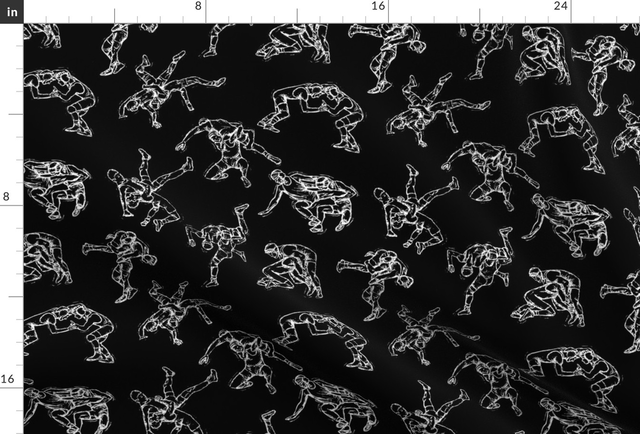Fabric in Wrestling Black & White