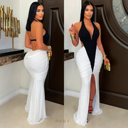 Vene luxe ruched dress (Black/white)