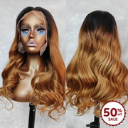 {50% Off} Ombre Honey Blonde Body Wave 13x4 Body Wave Human Hair Lace Front Wig