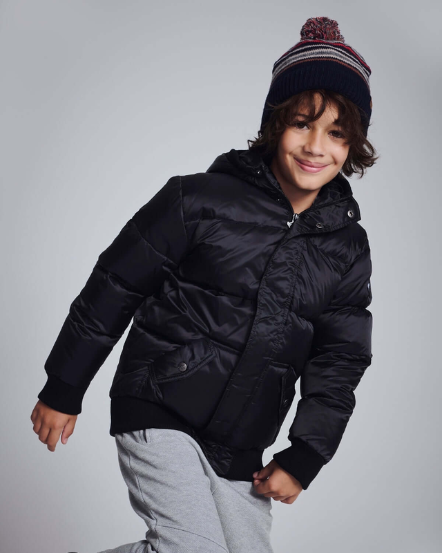 Black Slim Puffy Coat