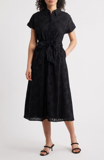 Eyelet Embroidery Cotton Shirtdress