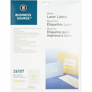 Business Source Address Laser Labels - 1/2" Width x 1 3/4" Length - Permanent Adhesive - Rectangle - Laser - White - Lignin-free, Jam-free - 80 / Sheet - 25 Total Sheets - 2000 / Pack